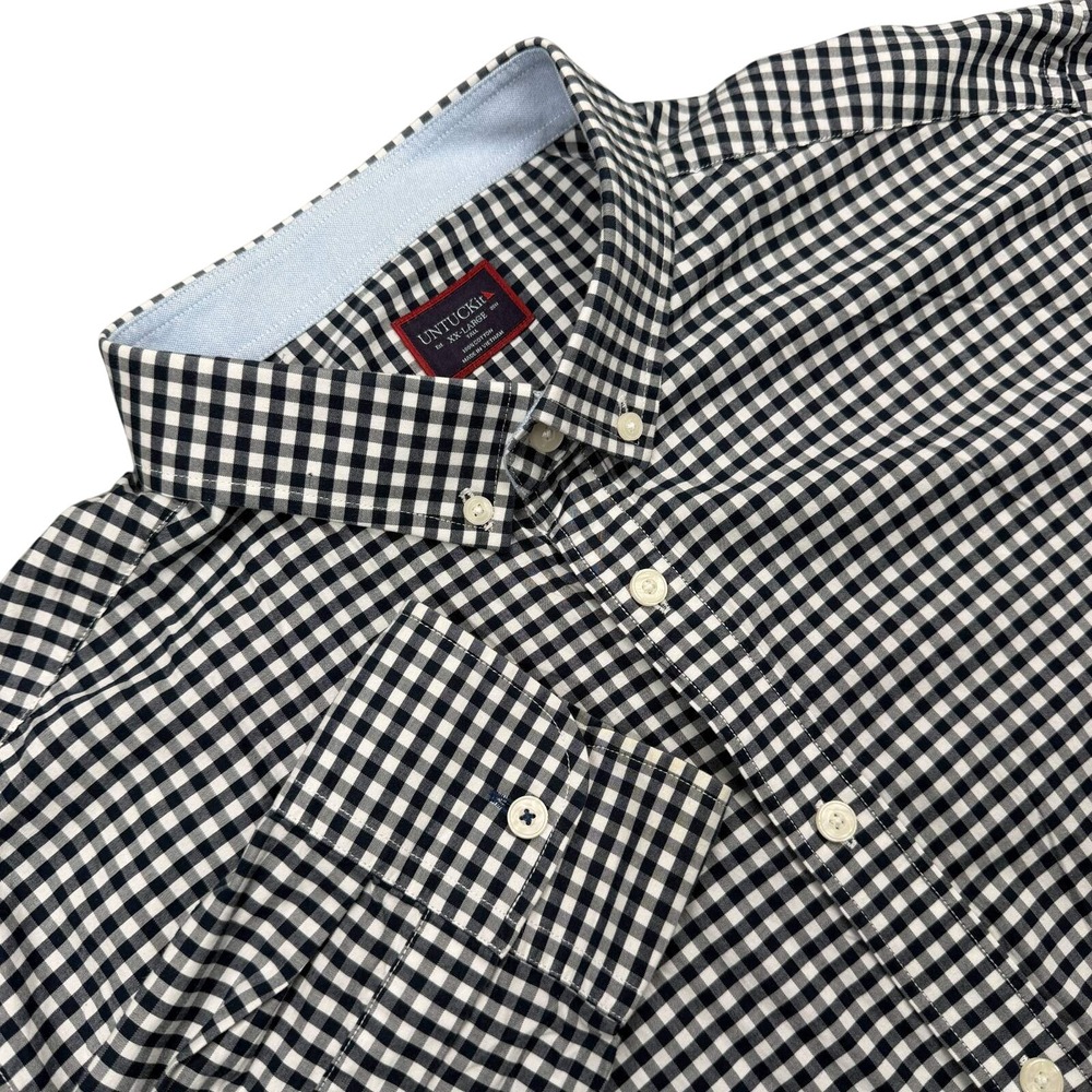 UNTUCKit Button Down Shirt Mens XXL Tall Navy Blue Plaid Central Otago Tre